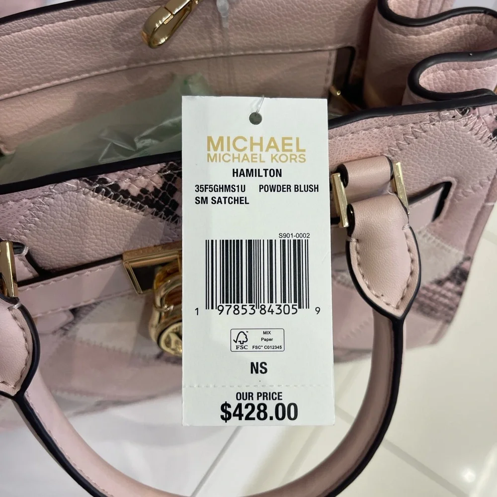 MICHAEL KORS Hamilton Sm Patchwork Snake Embossed Satchel Crossbody
Powder
NWT - Picture 16 of 16